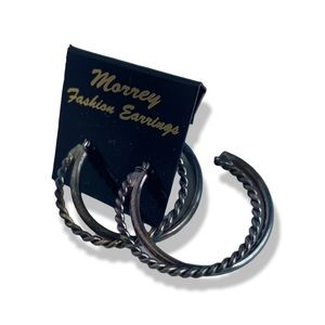 80s dark silver tone hoop earrings